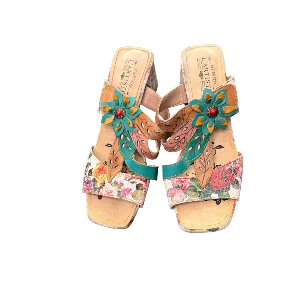 L'Artiste Spring Step‎ Izetru Sandals Floral Block Heel Fairy Whimsy Size 9.5